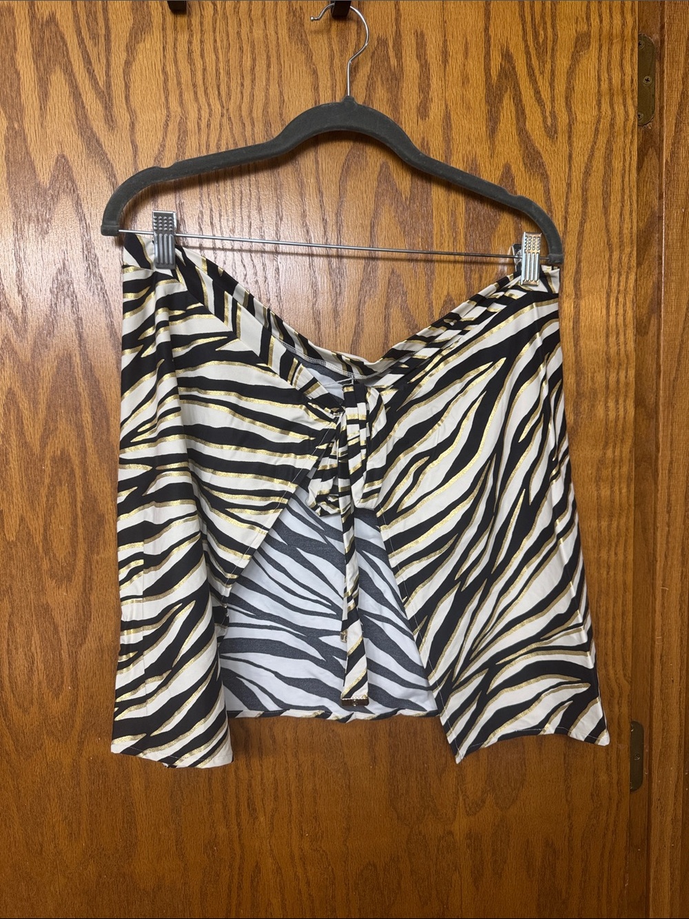 Michael Kors Black, White & Gold Zebra-Stripe Swim Coverup
